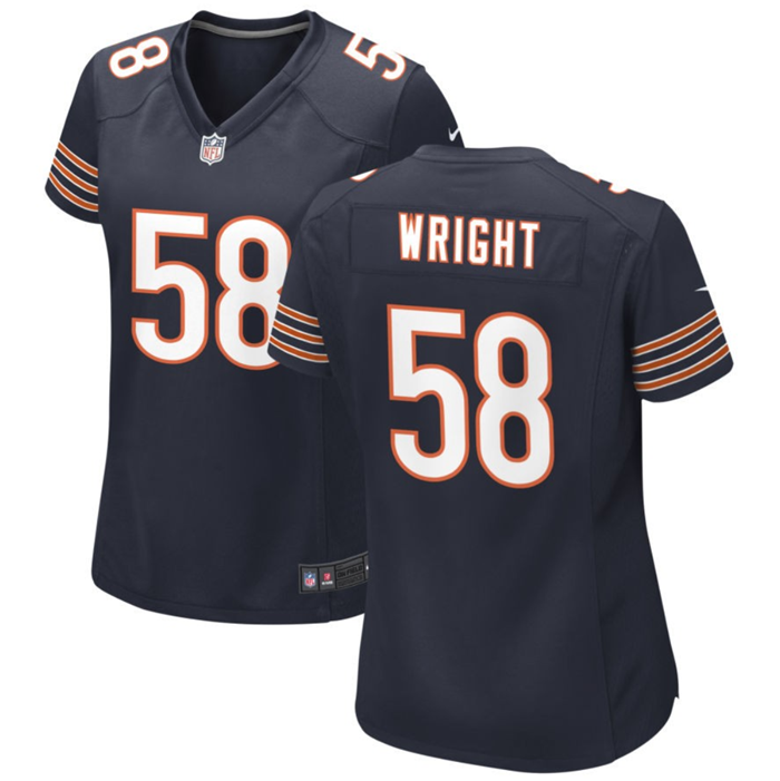 Women's Chicago Bears #58 Darnell Wright Navy Stitched Game Jersey(Run Small)